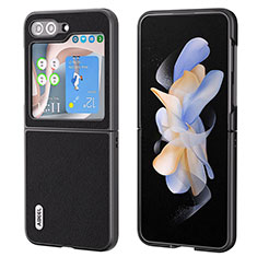 Custodia Lusso Pelle e Plastica Opaca Cover BH7 per Samsung Galaxy Z Flip5 5G Nero
