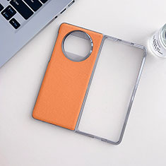 Custodia Lusso Pelle e Plastica Opaca Cover BH8 per Huawei Mate X3 Arancione