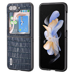 Custodia Lusso Pelle e Plastica Opaca Cover BH8 per Samsung Galaxy Z Flip5 5G Blu