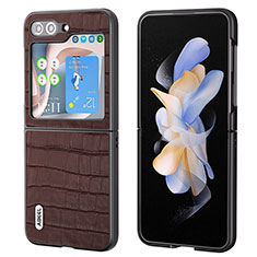 Custodia Lusso Pelle e Plastica Opaca Cover BH8 per Samsung Galaxy Z Flip5 5G Marrone