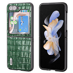 Custodia Lusso Pelle e Plastica Opaca Cover BH8 per Samsung Galaxy Z Flip5 5G Verde