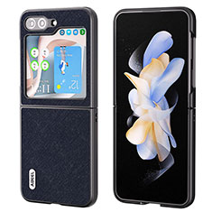 Custodia Lusso Pelle e Plastica Opaca Cover BH9 per Samsung Galaxy Z Flip5 5G Blu