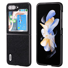 Custodia Lusso Pelle e Plastica Opaca Cover BH9 per Samsung Galaxy Z Flip5 5G Nero