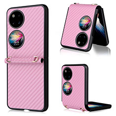 Custodia Lusso Pelle e Plastica Opaca Cover BY1 per Huawei Pocket S Rosa