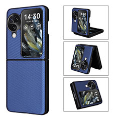 Custodia Lusso Pelle e Plastica Opaca Cover BY1 per Oppo Find N3 Flip 5G Blu