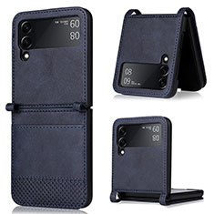 Custodia Lusso Pelle e Plastica Opaca Cover BY1 per Samsung Galaxy Z Flip3 5G Blu