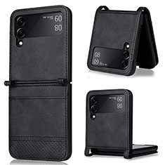 Custodia Lusso Pelle e Plastica Opaca Cover BY2 per Samsung Galaxy Z Flip4 5G Nero