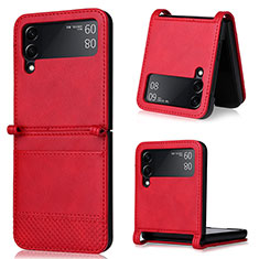 Custodia Lusso Pelle e Plastica Opaca Cover BY2 per Samsung Galaxy Z Flip4 5G Rosso