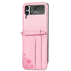 Custodia Lusso Pelle e Plastica Opaca Cover C01 per Samsung Galaxy Z Flip4 5G Oro Rosa