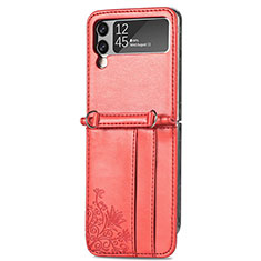 Custodia Lusso Pelle e Plastica Opaca Cover C01 per Samsung Galaxy Z Flip4 5G Rosso