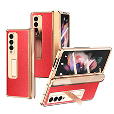 Custodia Lusso Pelle e Plastica Opaca Cover C01 per Samsung Galaxy Z Fold3 5G Rosso
