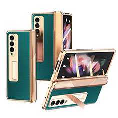 Custodia Lusso Pelle e Plastica Opaca Cover C01 per Samsung Galaxy Z Fold3 5G Verde