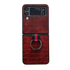 Custodia Lusso Pelle e Plastica Opaca Cover C02 per Samsung Galaxy Z Flip4 5G Marrone