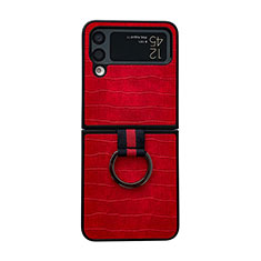 Custodia Lusso Pelle e Plastica Opaca Cover C02 per Samsung Galaxy Z Flip4 5G Rosso