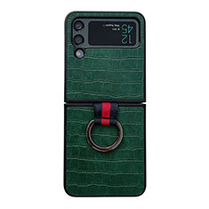 Custodia Lusso Pelle e Plastica Opaca Cover C02 per Samsung Galaxy Z Flip4 5G Verde