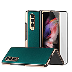 Custodia Lusso Pelle e Plastica Opaca Cover C02 per Samsung Galaxy Z Fold3 5G Verde