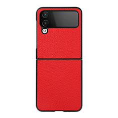 Custodia Lusso Pelle e Plastica Opaca Cover C03 per Samsung Galaxy Z Flip4 5G Rosso