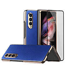 Custodia Lusso Pelle e Plastica Opaca Cover C03 per Samsung Galaxy Z Fold3 5G Blu