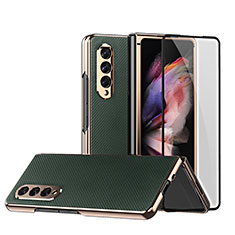 Custodia Lusso Pelle e Plastica Opaca Cover C03 per Samsung Galaxy Z Fold3 5G Verde