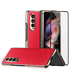 Custodia Lusso Pelle e Plastica Opaca Cover C03 per Samsung Galaxy Z Fold4 5G Rosso