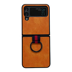 Custodia Lusso Pelle e Plastica Opaca Cover C04 per Samsung Galaxy Z Flip4 5G Arancione