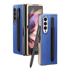 Custodia Lusso Pelle e Plastica Opaca Cover C04 per Samsung Galaxy Z Fold4 5G Blu