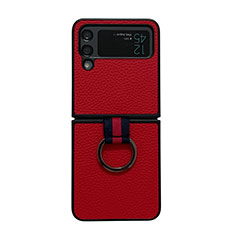 Custodia Lusso Pelle e Plastica Opaca Cover C05 per Samsung Galaxy Z Flip4 5G Rosso
