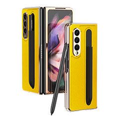 Custodia Lusso Pelle e Plastica Opaca Cover C05 per Samsung Galaxy Z Fold3 5G Giallo