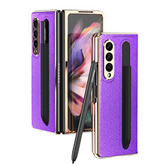 Custodia Lusso Pelle e Plastica Opaca Cover C05 per Samsung Galaxy Z Fold3 5G Viola