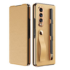 Custodia Lusso Pelle e Plastica Opaca Cover C06 per Samsung Galaxy Z Fold3 5G Oro