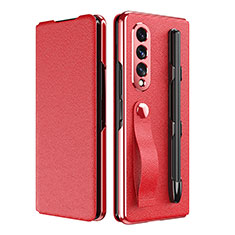 Custodia Lusso Pelle e Plastica Opaca Cover C06 per Samsung Galaxy Z Fold4 5G Rosso