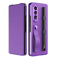 Custodia Lusso Pelle e Plastica Opaca Cover C06 per Samsung Galaxy Z Fold4 5G Viola