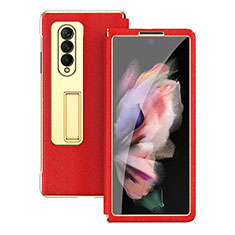 Custodia Lusso Pelle e Plastica Opaca Cover C08 per Samsung Galaxy Z Fold3 5G Rosso