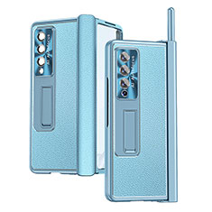 Custodia Lusso Pelle e Plastica Opaca Cover C09 per Samsung Galaxy Z Fold3 5G Blu
