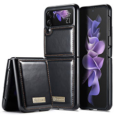 Custodia Lusso Pelle e Plastica Opaca Cover CS1 per Samsung Galaxy Z Flip3 5G Nero