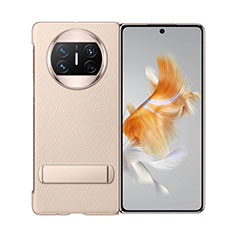 Custodia Lusso Pelle e Plastica Opaca Cover GS1 per Huawei Mate X3 Oro