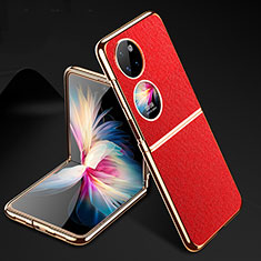 Custodia Lusso Pelle e Plastica Opaca Cover GS1 per Huawei Pocket S Rosso