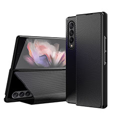 Custodia Lusso Pelle e Plastica Opaca Cover H01 per Samsung Galaxy Z Fold3 5G Nero