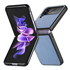 Custodia Lusso Pelle e Plastica Opaca Cover H02 per Samsung Galaxy Z Flip4 5G Blu