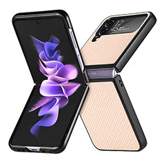 Custodia Lusso Pelle e Plastica Opaca Cover H02 per Samsung Galaxy Z Flip4 5G Oro