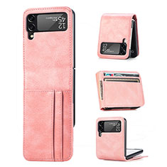 Custodia Lusso Pelle e Plastica Opaca Cover H03 per Samsung Galaxy Z Flip3 5G Oro Rosa