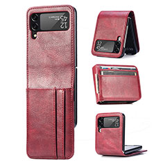 Custodia Lusso Pelle e Plastica Opaca Cover H03 per Samsung Galaxy Z Flip3 5G Rosso