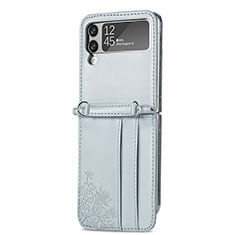 Custodia Lusso Pelle e Plastica Opaca Cover H04 per Samsung Galaxy Z Flip3 5G Grigio