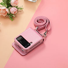 Custodia Lusso Pelle e Plastica Opaca Cover H05 per Samsung Galaxy Z Flip3 5G Oro Rosa