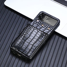 Custodia Lusso Pelle e Plastica Opaca Cover H05 per Samsung Galaxy Z Flip4 5G Nero