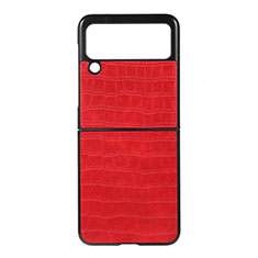 Custodia Lusso Pelle e Plastica Opaca Cover H06 per Samsung Galaxy Z Flip3 5G Rosso
