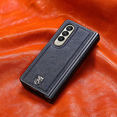Custodia Lusso Pelle e Plastica Opaca Cover H06 per Samsung Galaxy Z Fold3 5G Blu