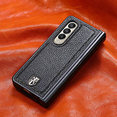 Custodia Lusso Pelle e Plastica Opaca Cover H06 per Samsung Galaxy Z Fold4 5G Nero