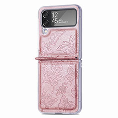Custodia Lusso Pelle e Plastica Opaca Cover H07 per Samsung Galaxy Z Flip4 5G Oro Rosa