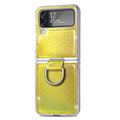 Custodia Lusso Pelle e Plastica Opaca Cover H08 per Samsung Galaxy Z Flip4 5G Giallo